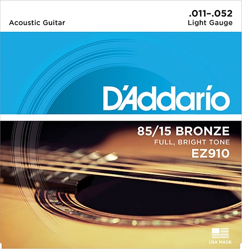 D'Addario EZ910 AMERICAN BRONZE 85/15     Light 11-52 D`Addario